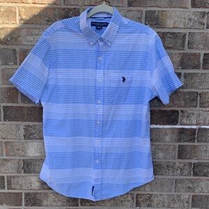 Take 50% OFF- Polo by Ralph Lauren Light Blue Striped Casual Shirt, Size-M